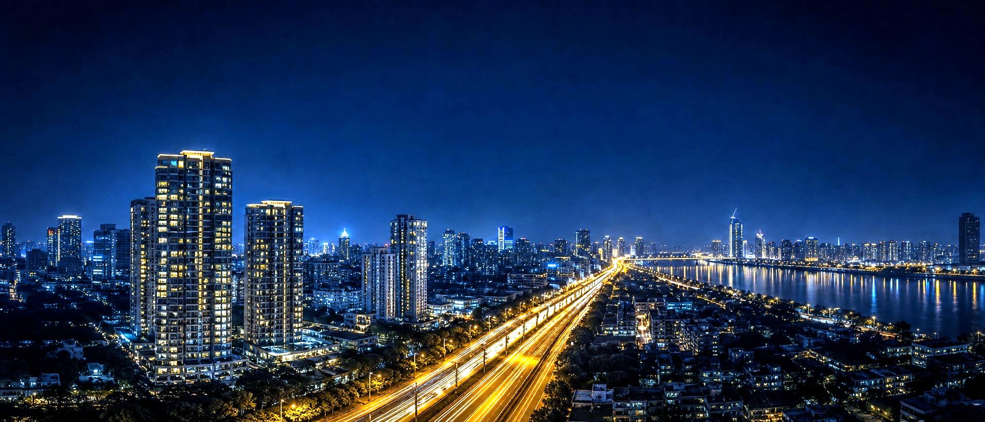 Noida at night from the air, grid of lights